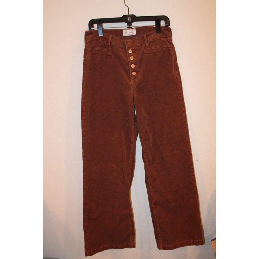 Gap High Rise Corduroy Stride Wide-Leg Pants brown button fly size 30/10 - Picture 2 of 11